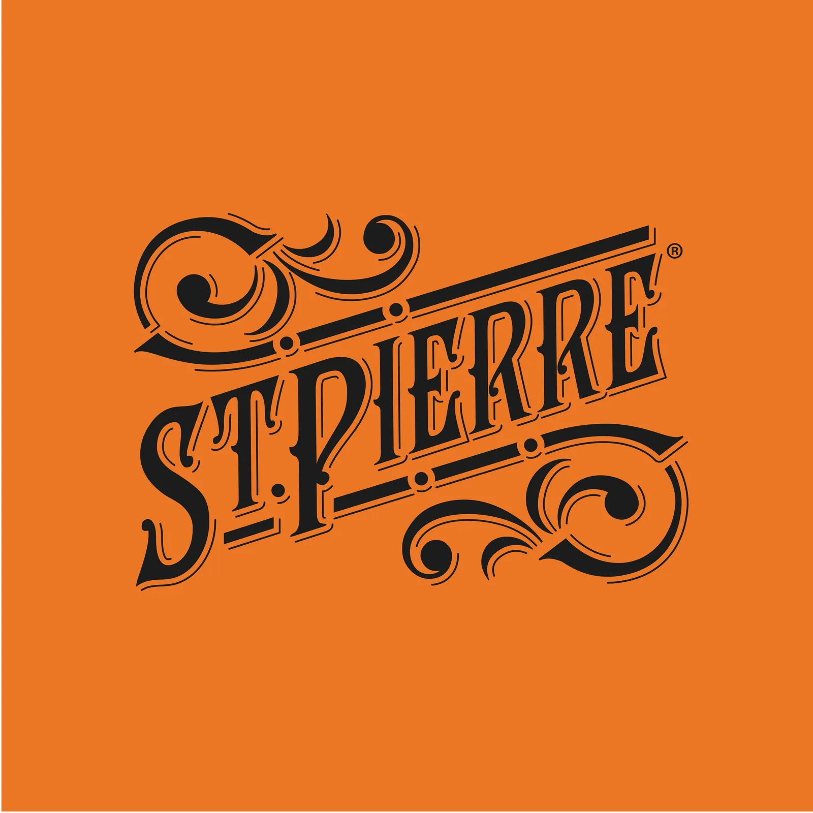 St Pierre Logo - Black (Orange Background)